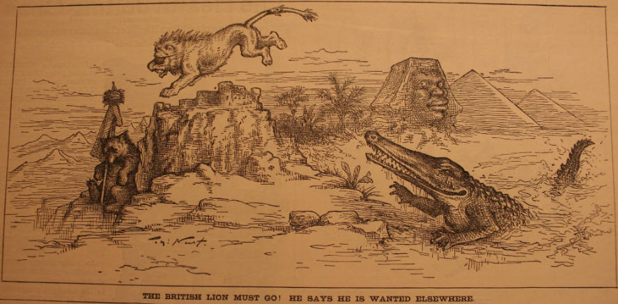 "The British Lion Must Go!" from Harper's Weekly, May 9, 1885