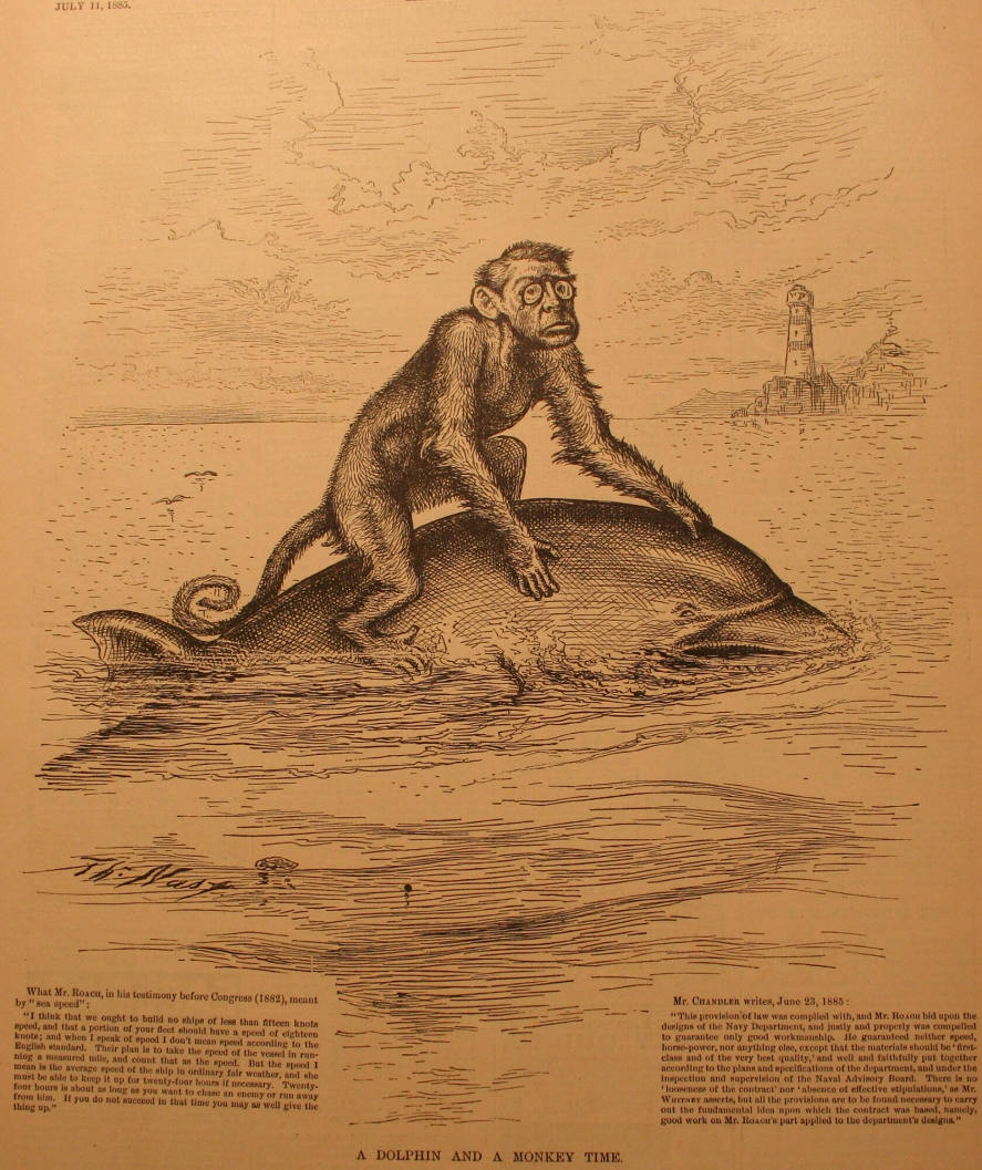 "A Dolphin And A Monkey Time" from Harper's Weekly, July 11, 1885