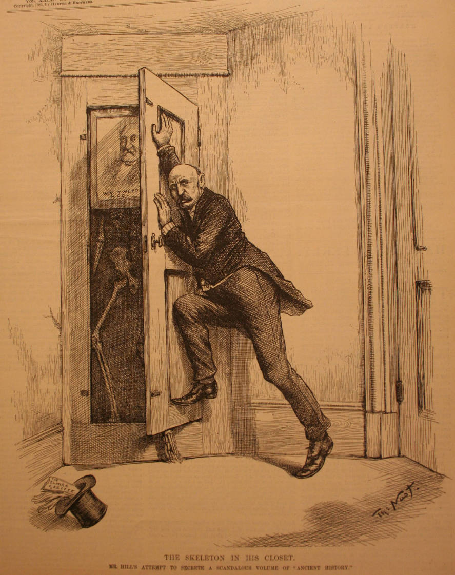 "The Skeleton In His Closet" from Harper's Weekly, October 31, 1885