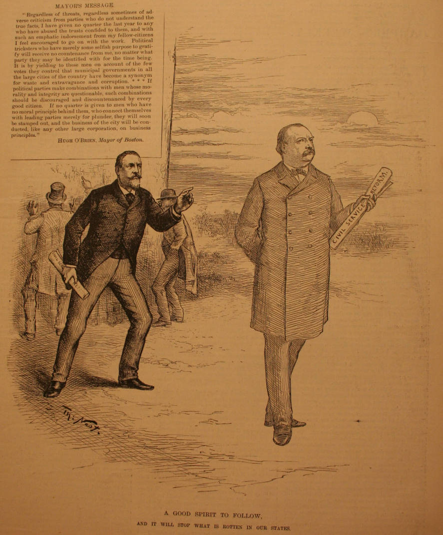 "A Good Spirit To Follow" from Harper's Weekly, January 16, 1886