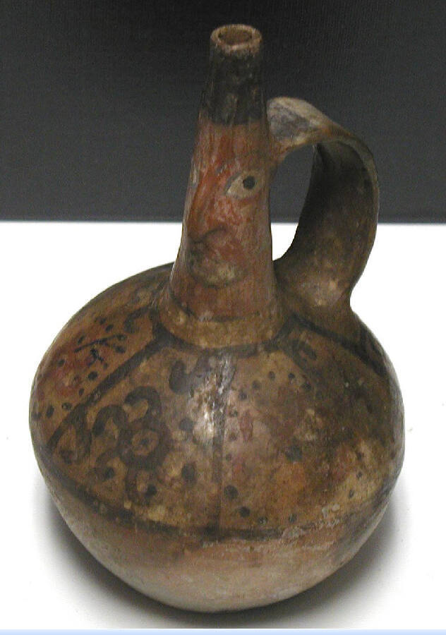 Vessel with neck painted in the form of a head