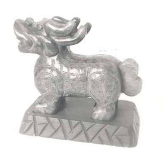 Carved Nephrite Jade Ki Lin Beast, Couchant