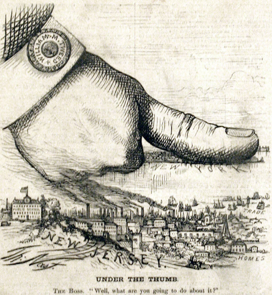 "Under the thumb" from Harper's Weekly, June 10, 1871.