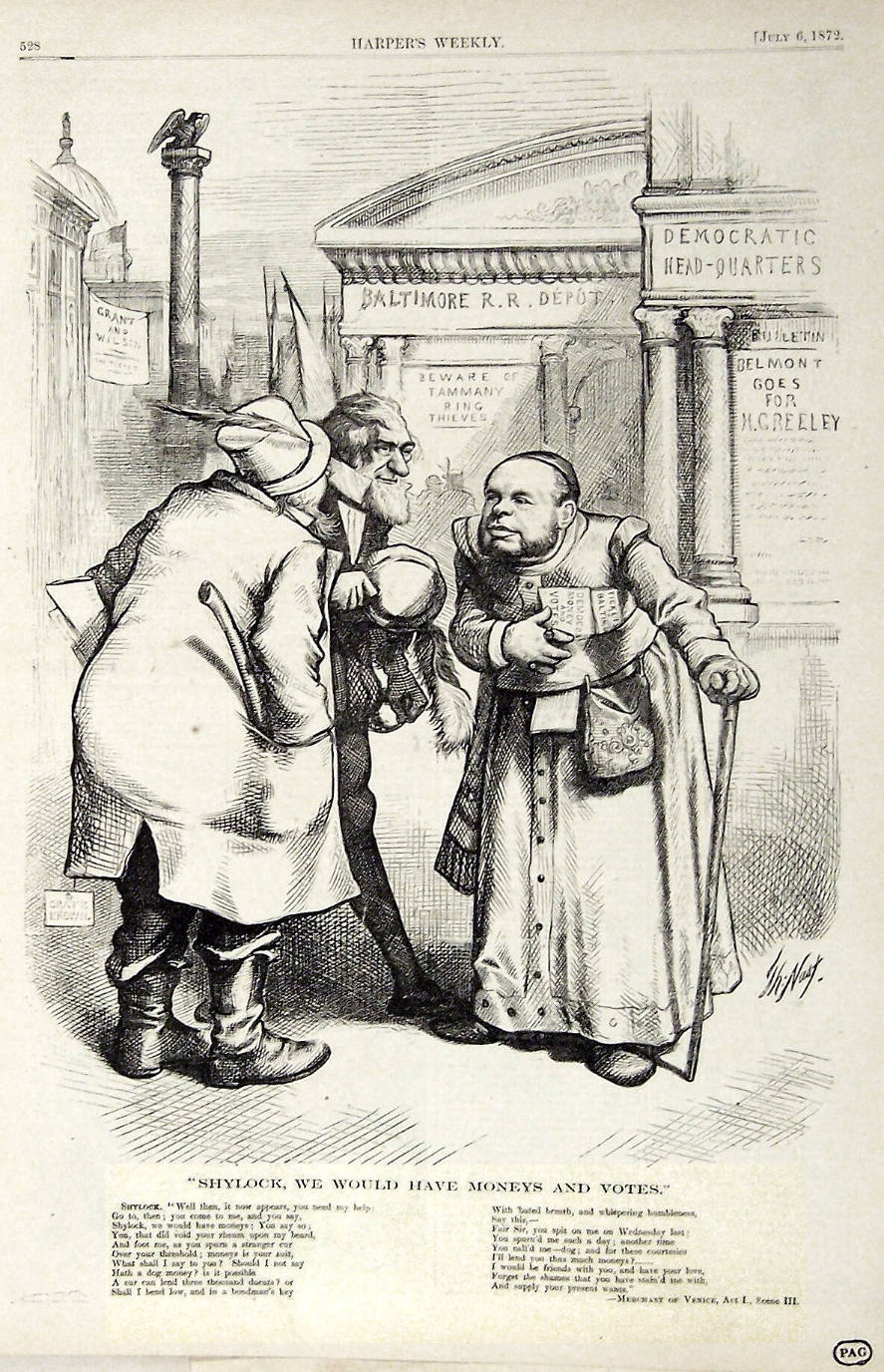 "Shylock, We Would Have Moneys" from Harper's Weekly, July 6, 1872