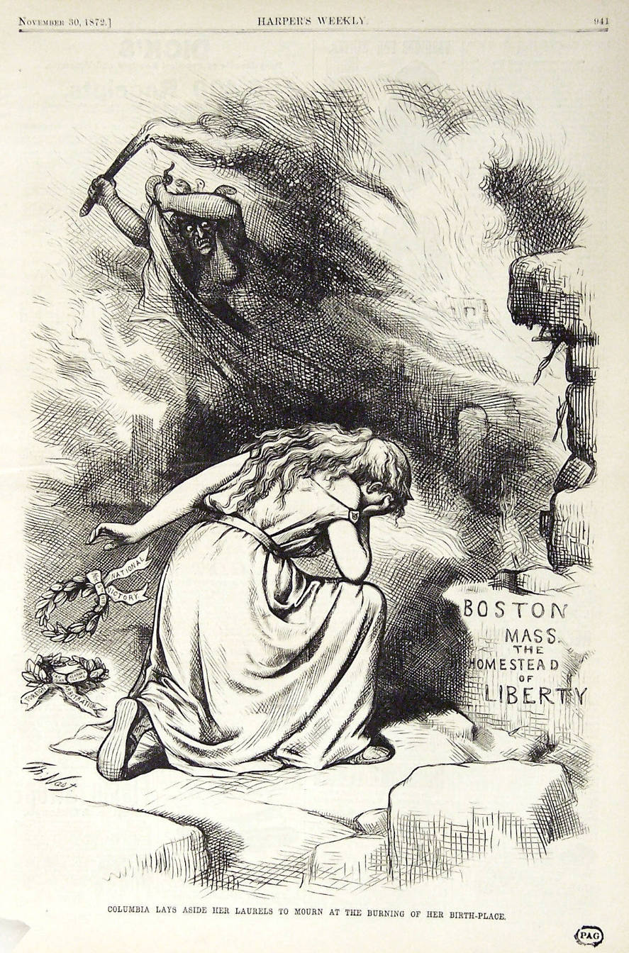 "Columbia Lays Aside Her Laurels" from Harper's Weekly, November 30, 1872