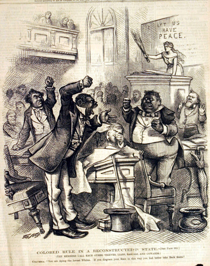 "Colored Rule in a Reconstructed (?) State" from Harper's Weekly, March 14, 1874.