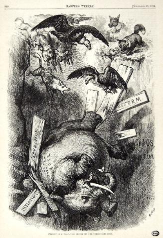 "Caught In A Trap" from Harper's Weekly, November 21, 1874