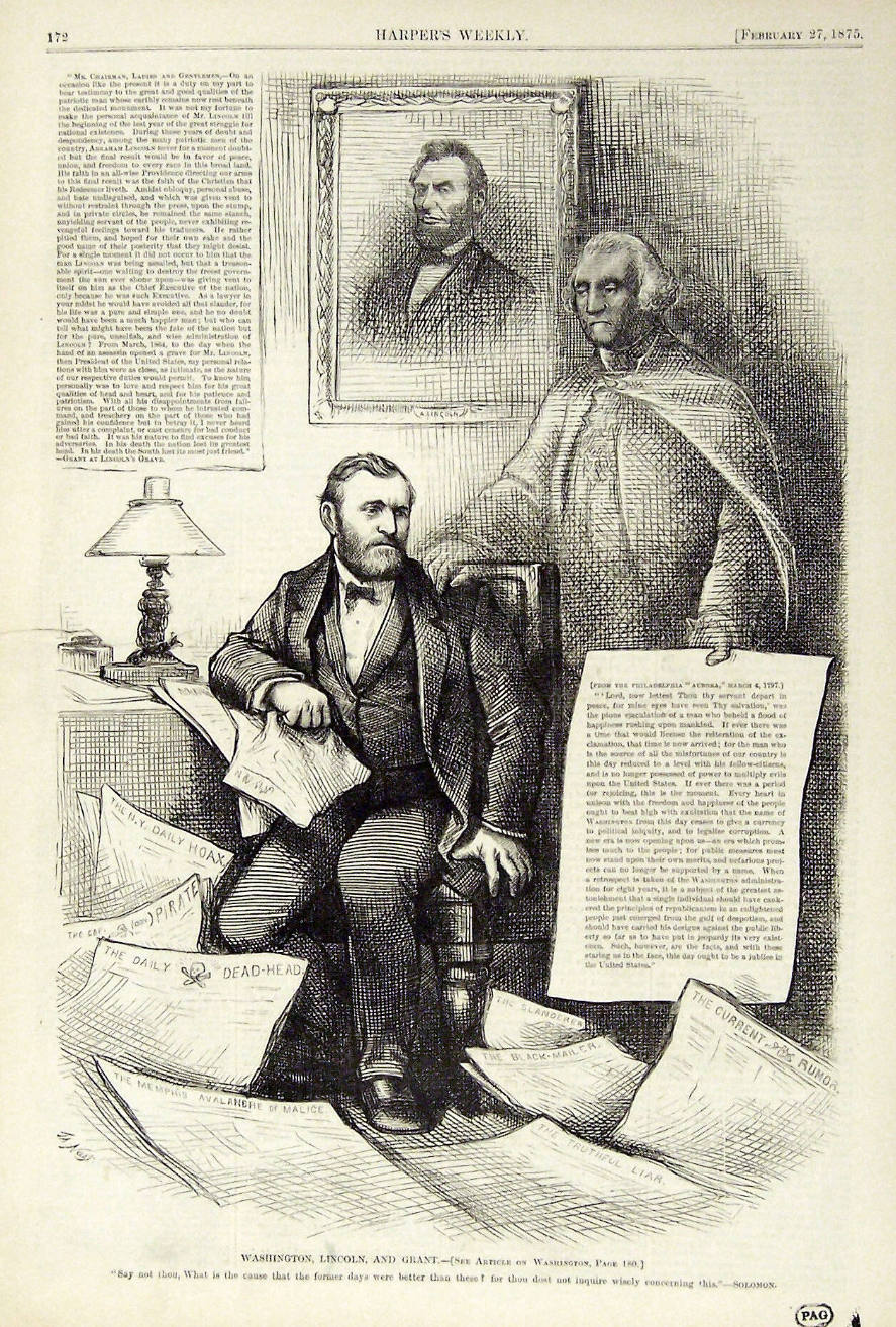 "Washington, Lincoln, and Grant" from Harper's Weekly, February 27, 1875