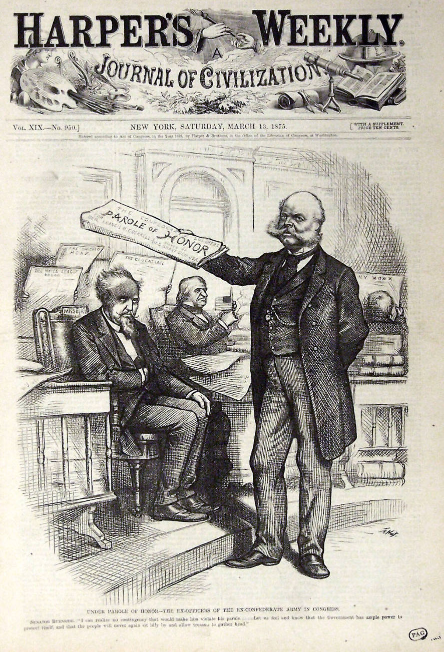 "Under Parole Of Honor" from Harper's Weekly, March 13, 1875