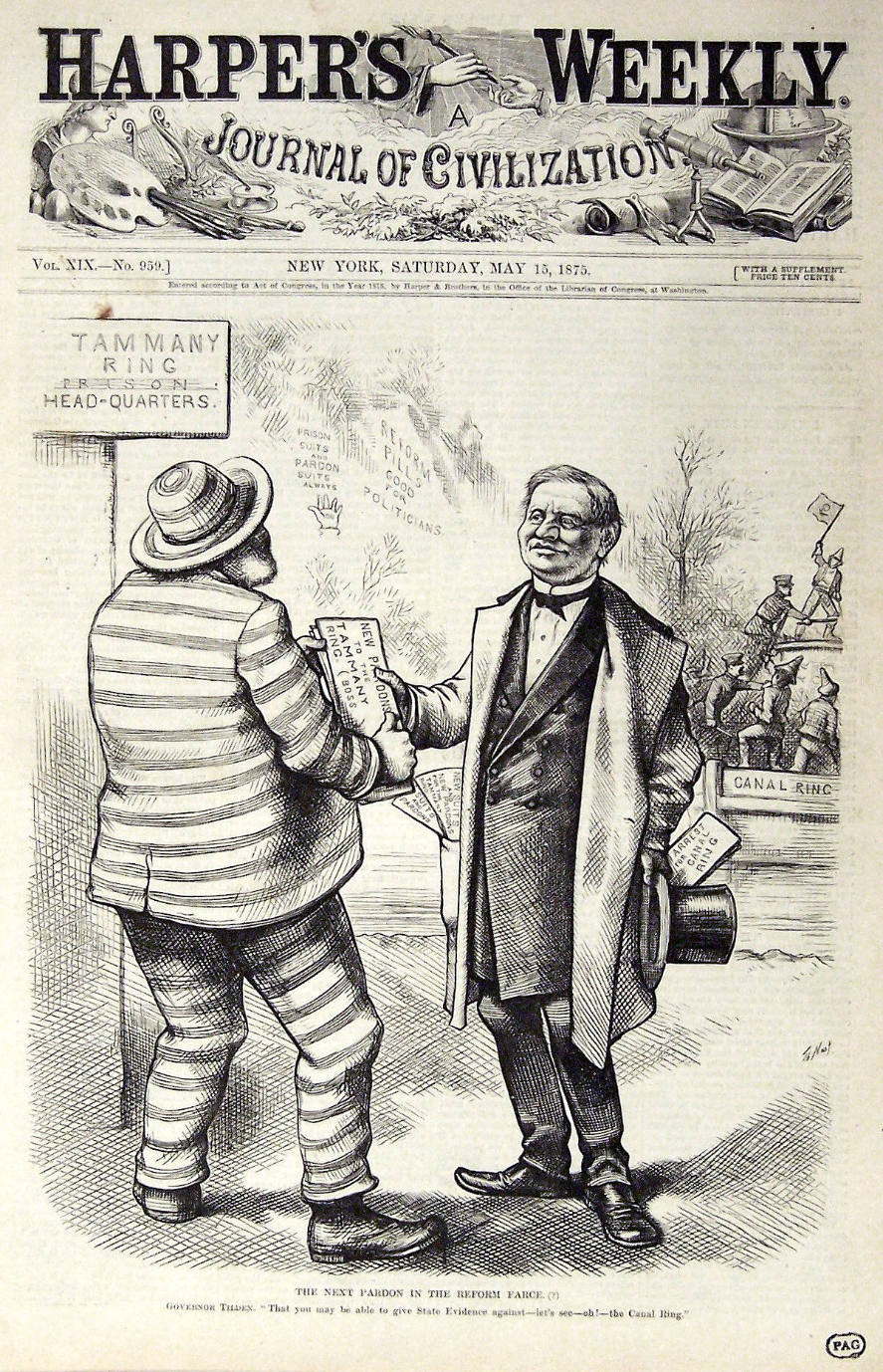 "The Next Pardon In The Reform" from Harper's Weekly, May 15, 1875