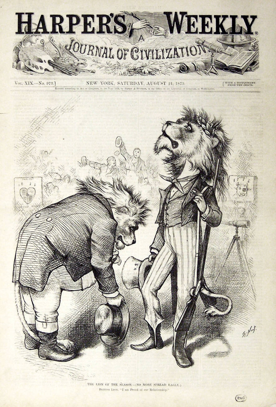 "The Lion Of The Season" from Harper's Weekly, August 21, 1875