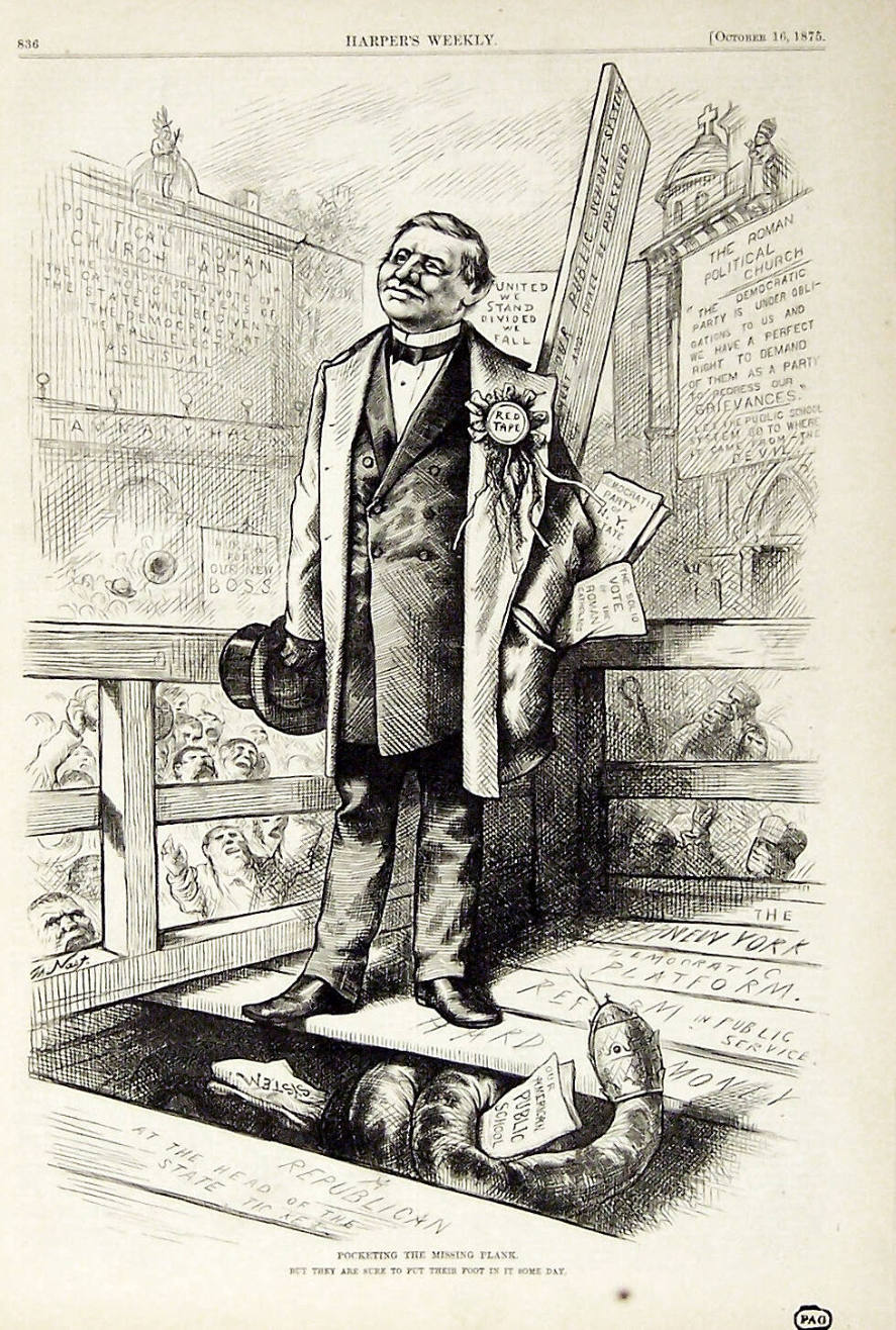 "Pocketing The Missing Plank" from Harper's Weekly, October 16, 1875