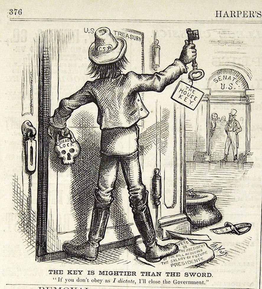 "The Key is Mightier Than the Sword" from Harper's Weekly, May 6, 1876