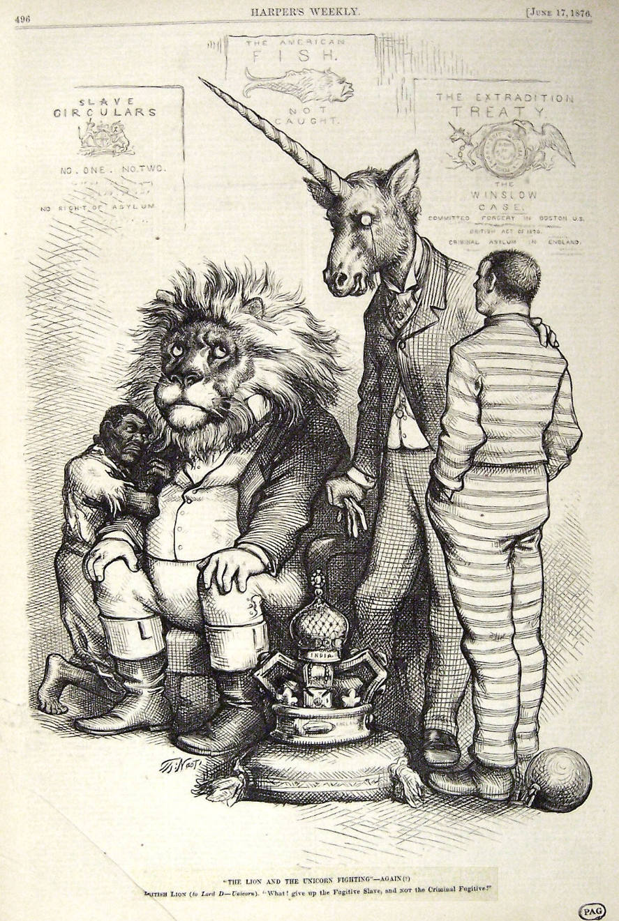 "The Lion And The Unicorn Fighting" from Harper's Weekly, June 17, 1876