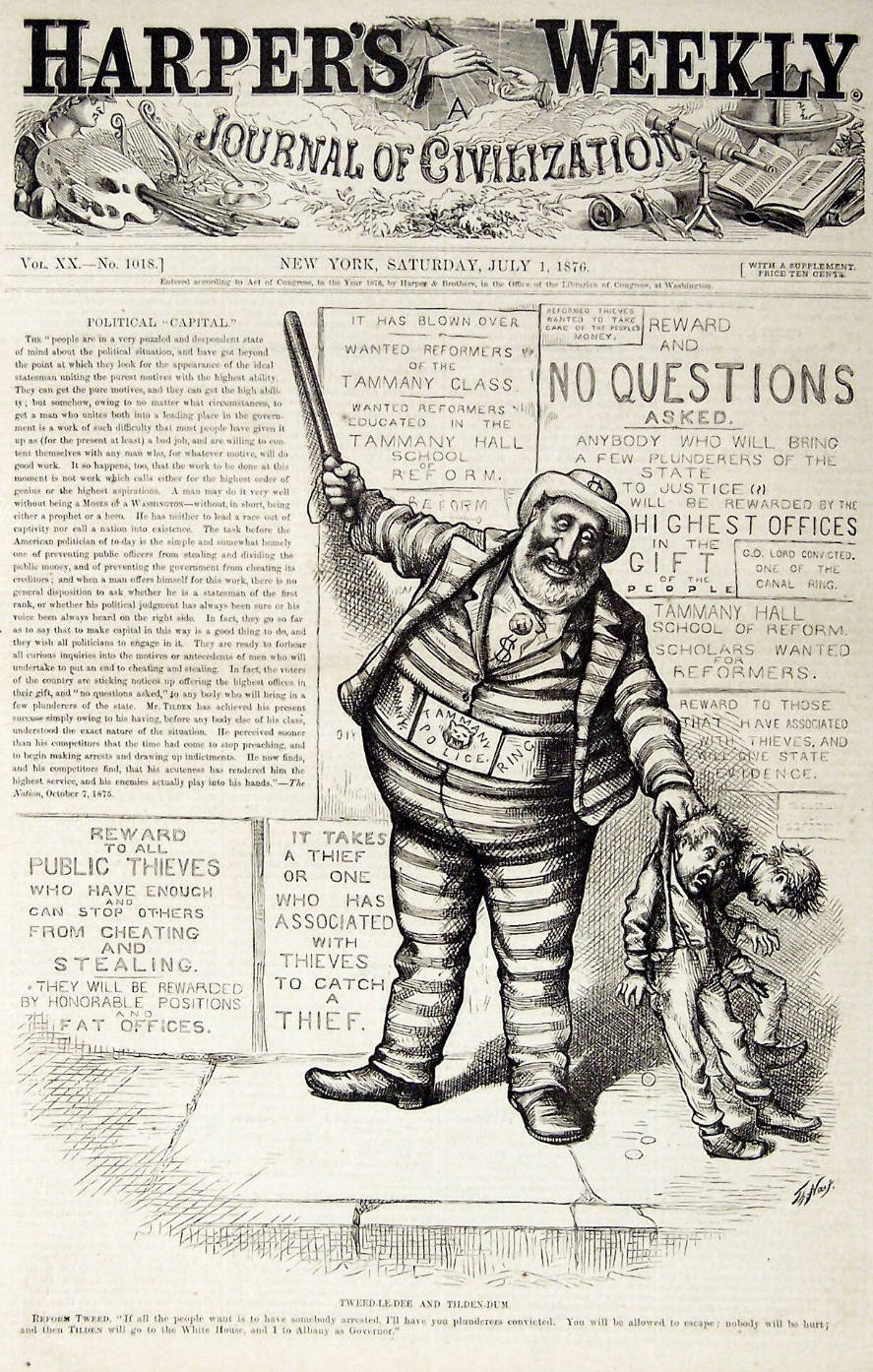 "Tweed-le-dee And Tilden-dum" from Harper's Weekly, July 1, 1876