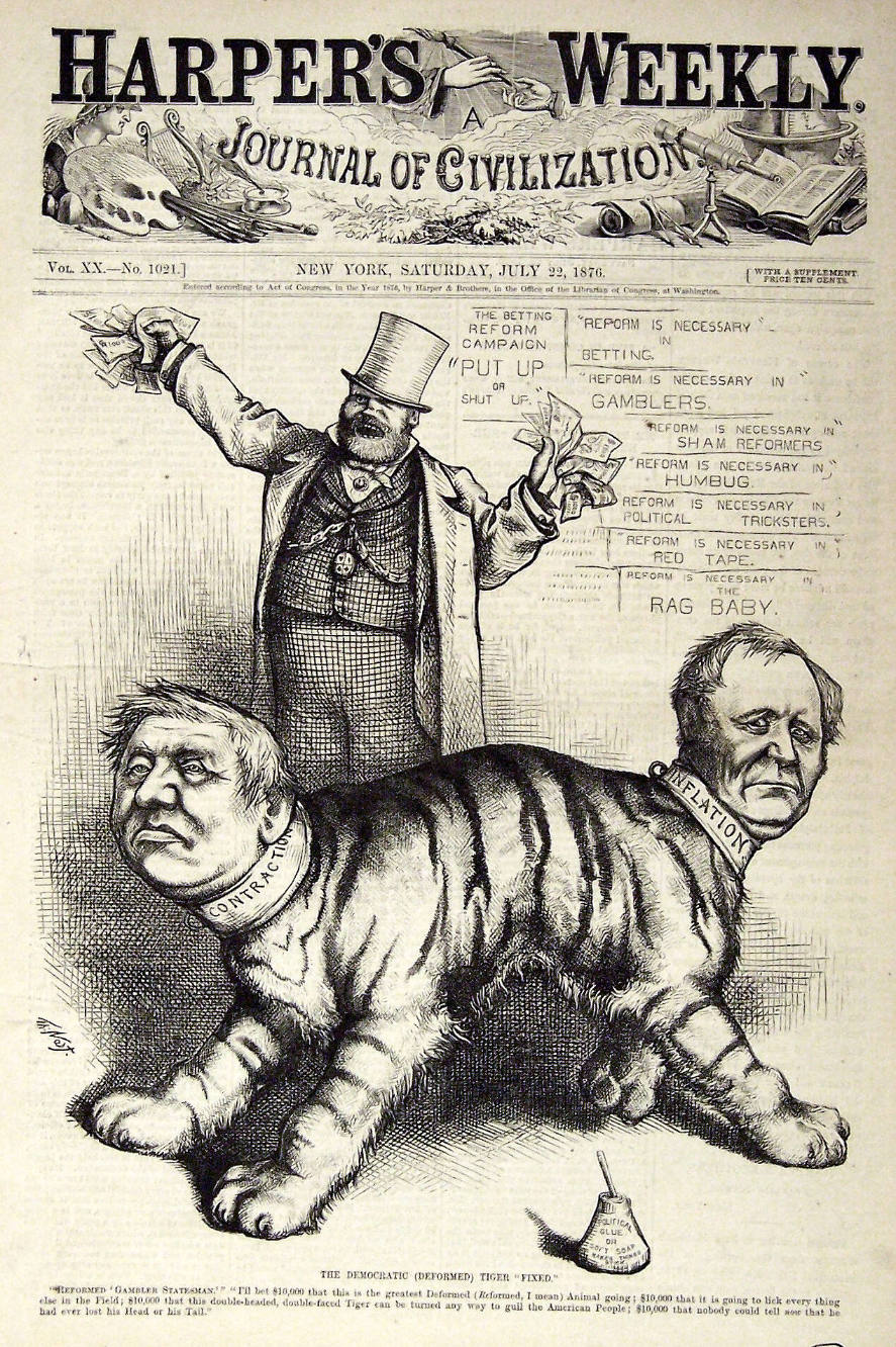 "The Democratic Tiger Fixed" from Harper's Weekly, July 22, 1876