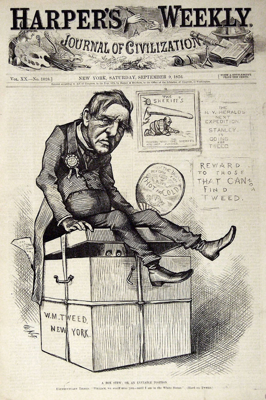 "A Box Stew Or An Enviable Position" from Harper's Weekly, September 9, 1876