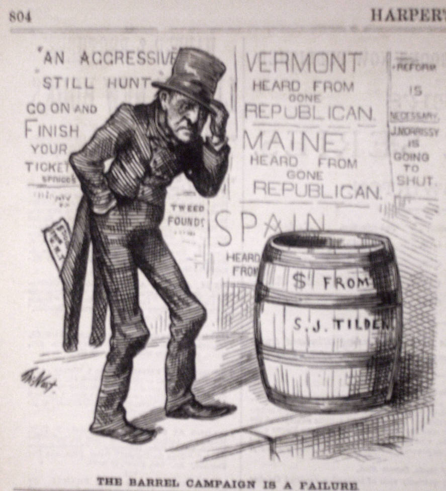 "The Barrel Campaign Is A Failure" from Harper's Weekly, September 30, 1876