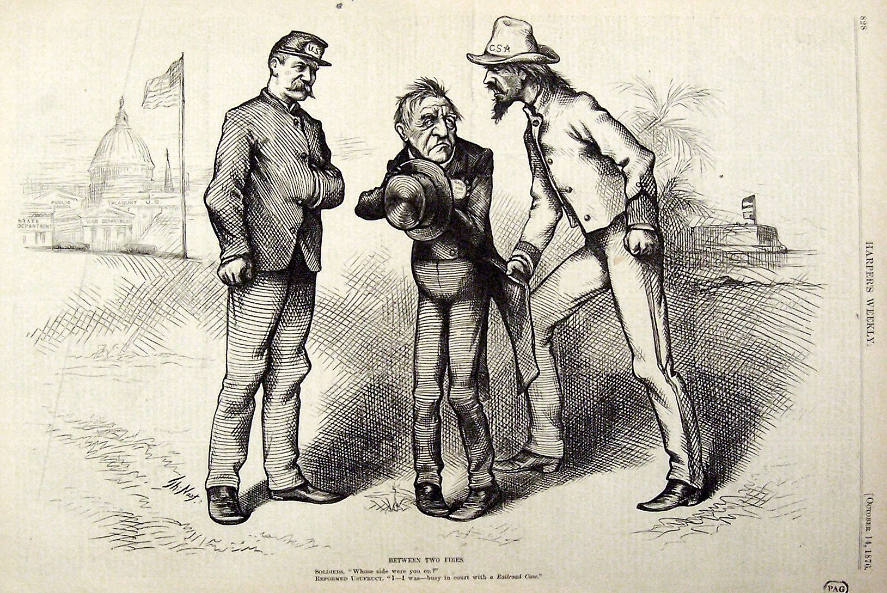 "Between Two Fires" from Harper's Weekly, October 14, 1876