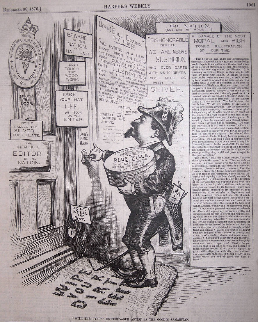 "With the Utmost Respect" from Harper's Weekly, December 30, 1876