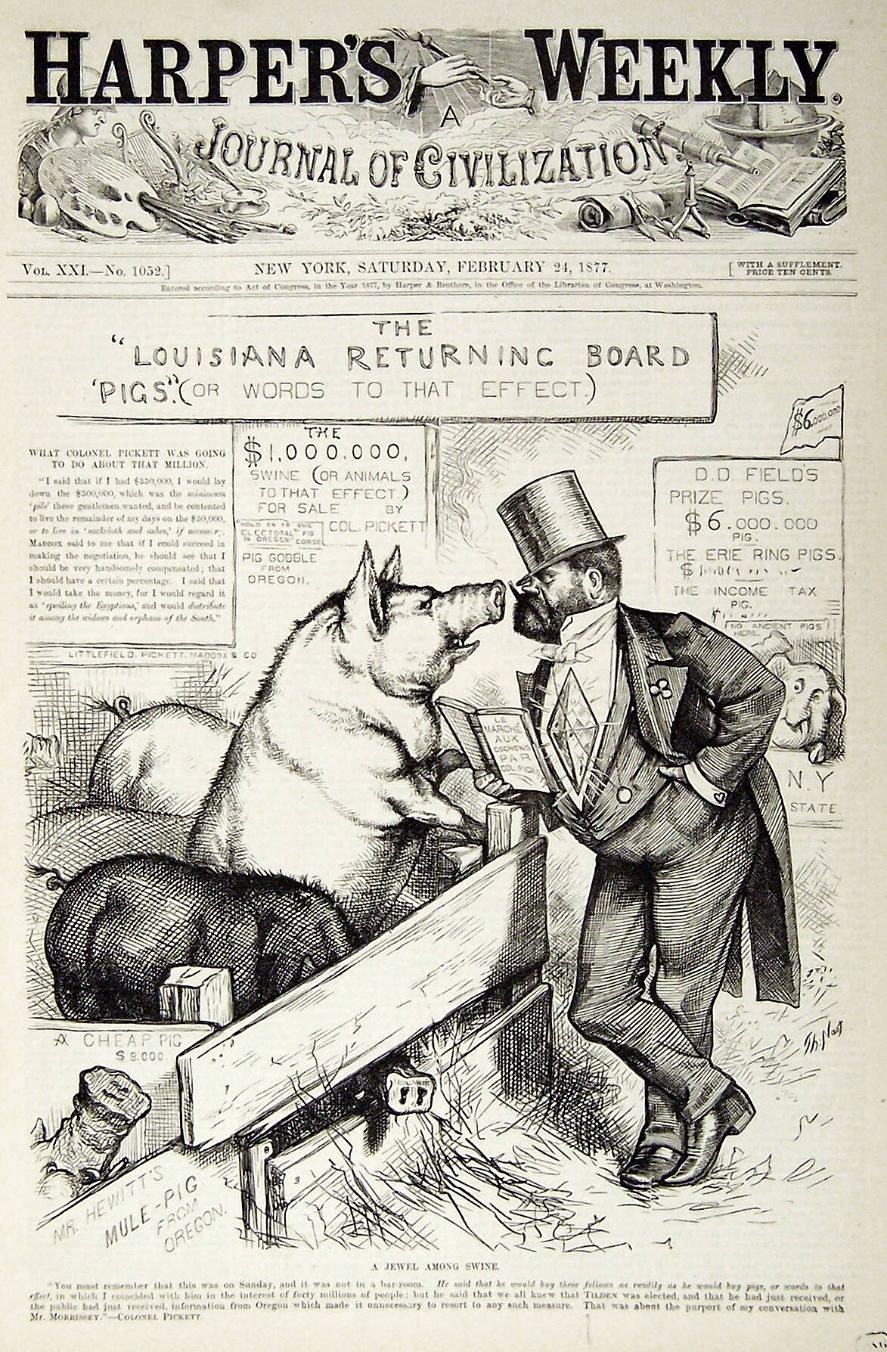 "A Jewel Among Swine" from Harper's Weekly, February 24, 1877