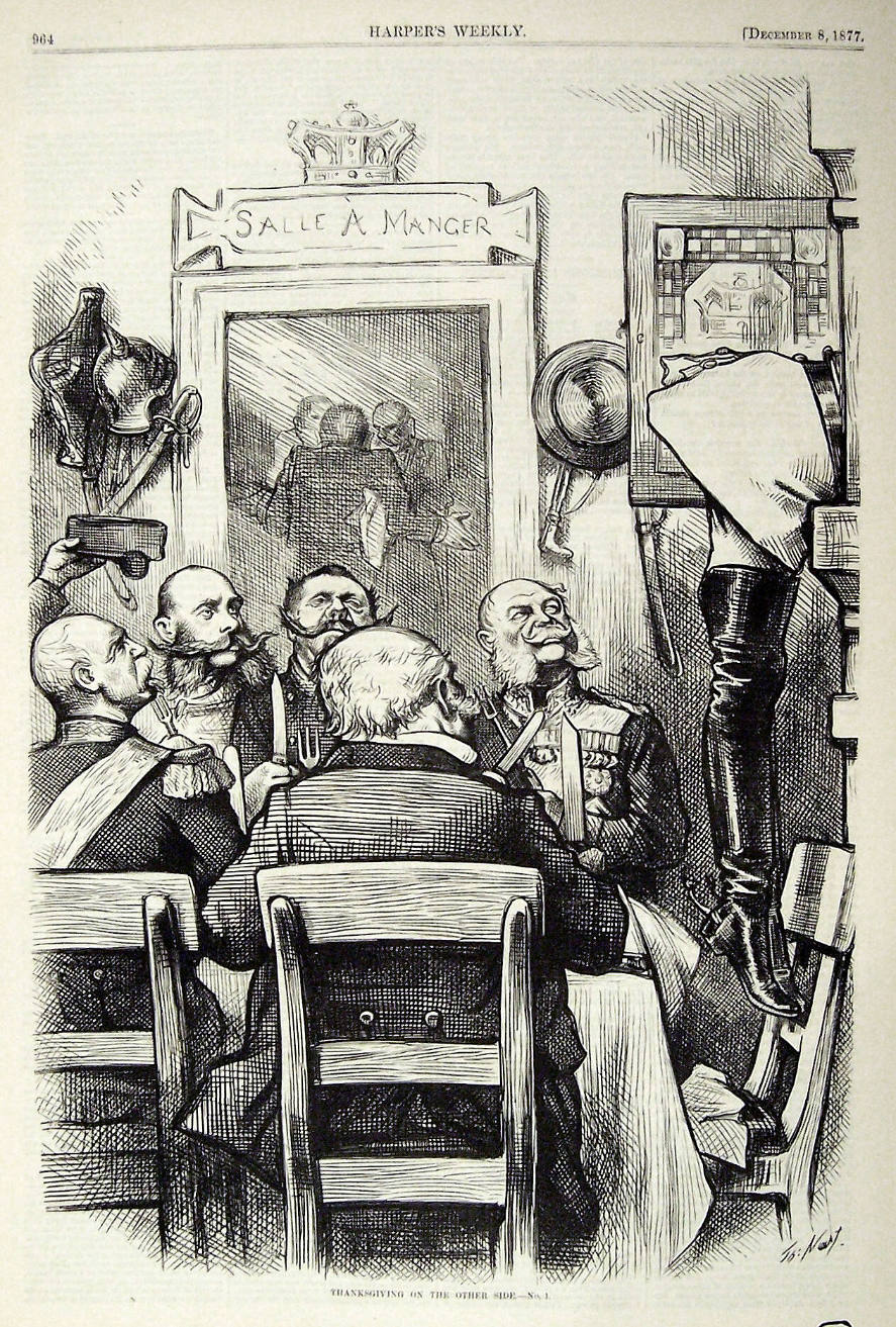 "Thanksgiving on the Other Side" from Harper's Weekly, December 8, 1877