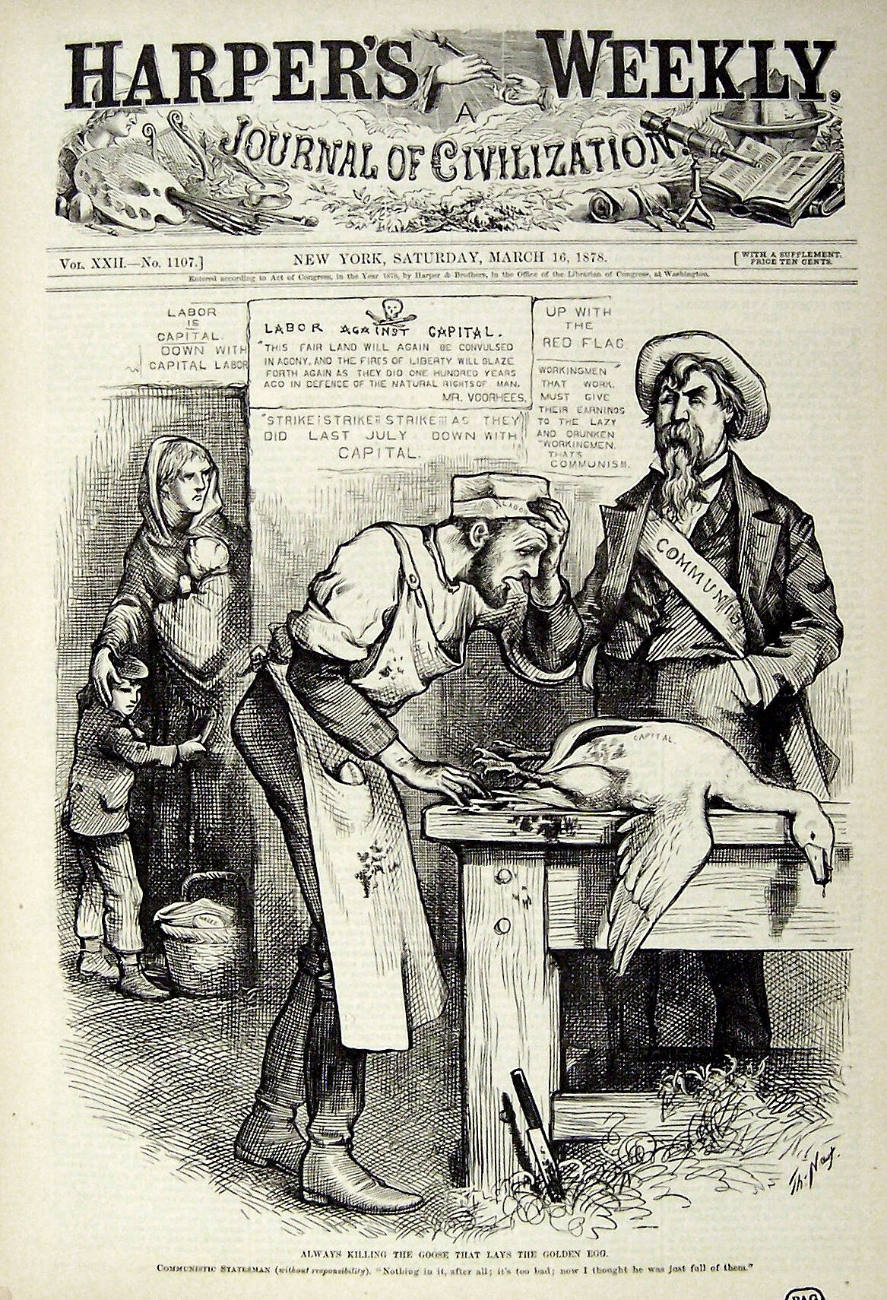 "Always Killing the Goose" from Harper's Weekly, March 16, 1878