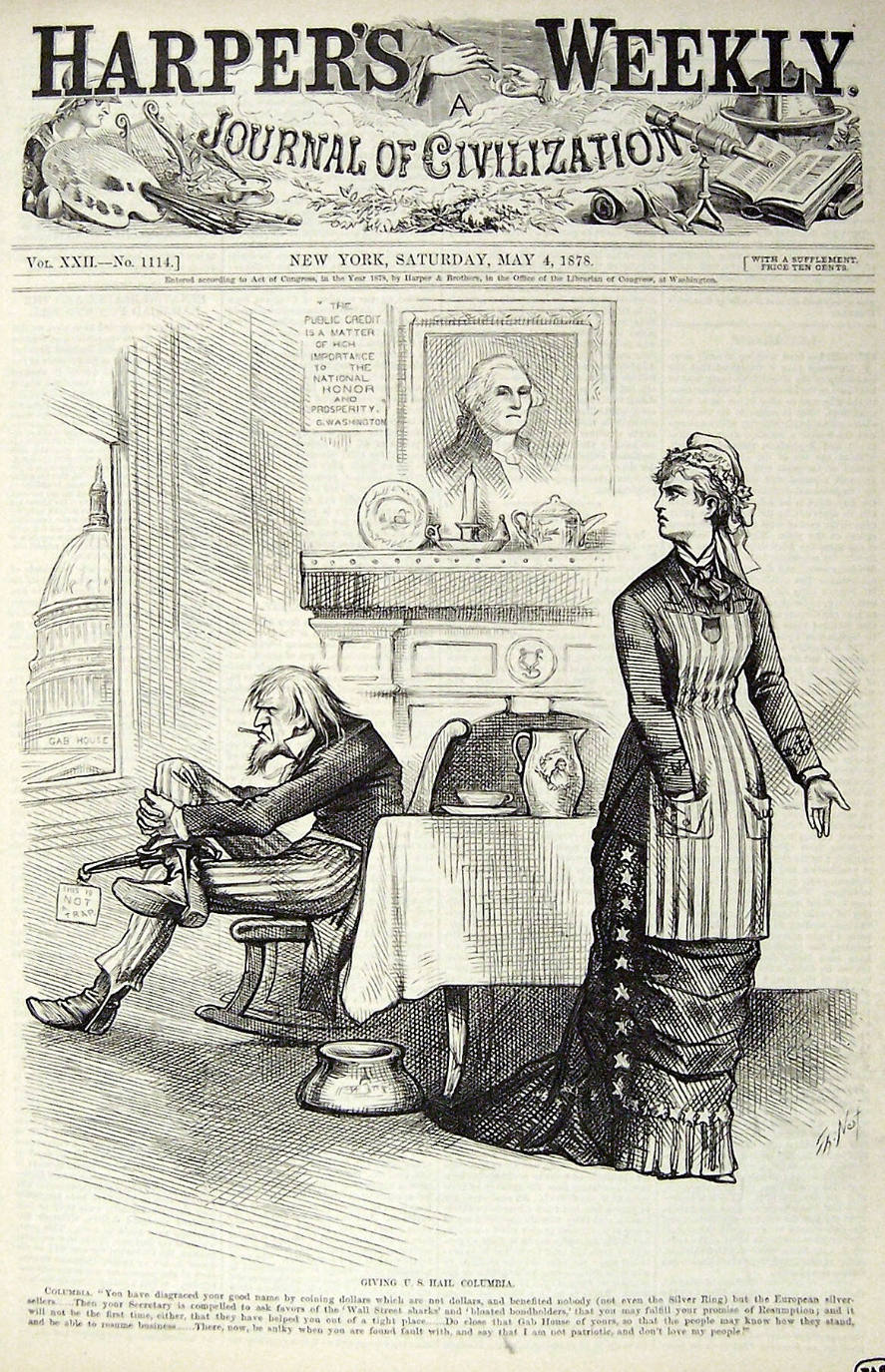 "Giving U.S. Hail Columbia" from Harper's Weekly, May 4, 1878