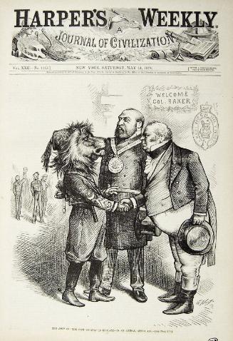 "The Lion of 'The Best Society' " from Harper's Weekly, May 11, 1878