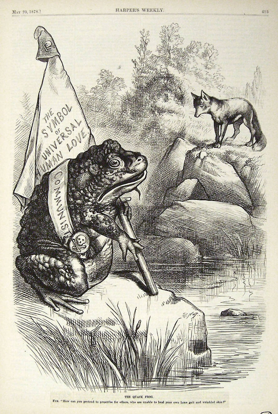 "The Quack Frog" from Harper's Weekly, May 25, 1878