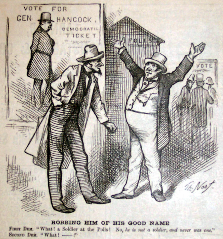 "Robbing Him of His Good Name" from Harper's Weekly, October 9, 1880