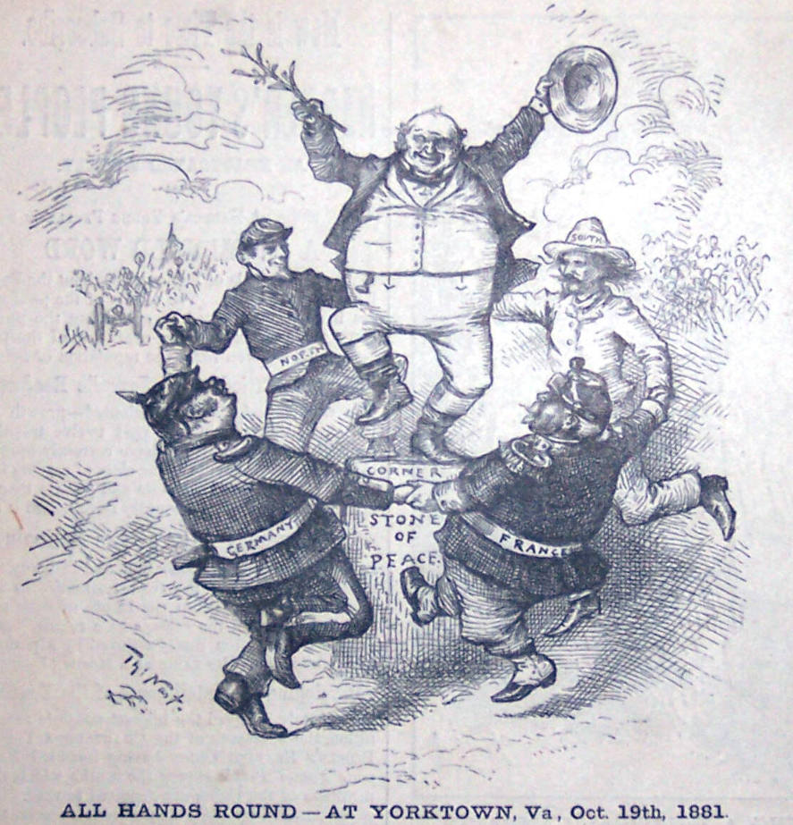 "All Hands Round - At Yorktown, Va." from Harper's Weekly, October 29, 1881