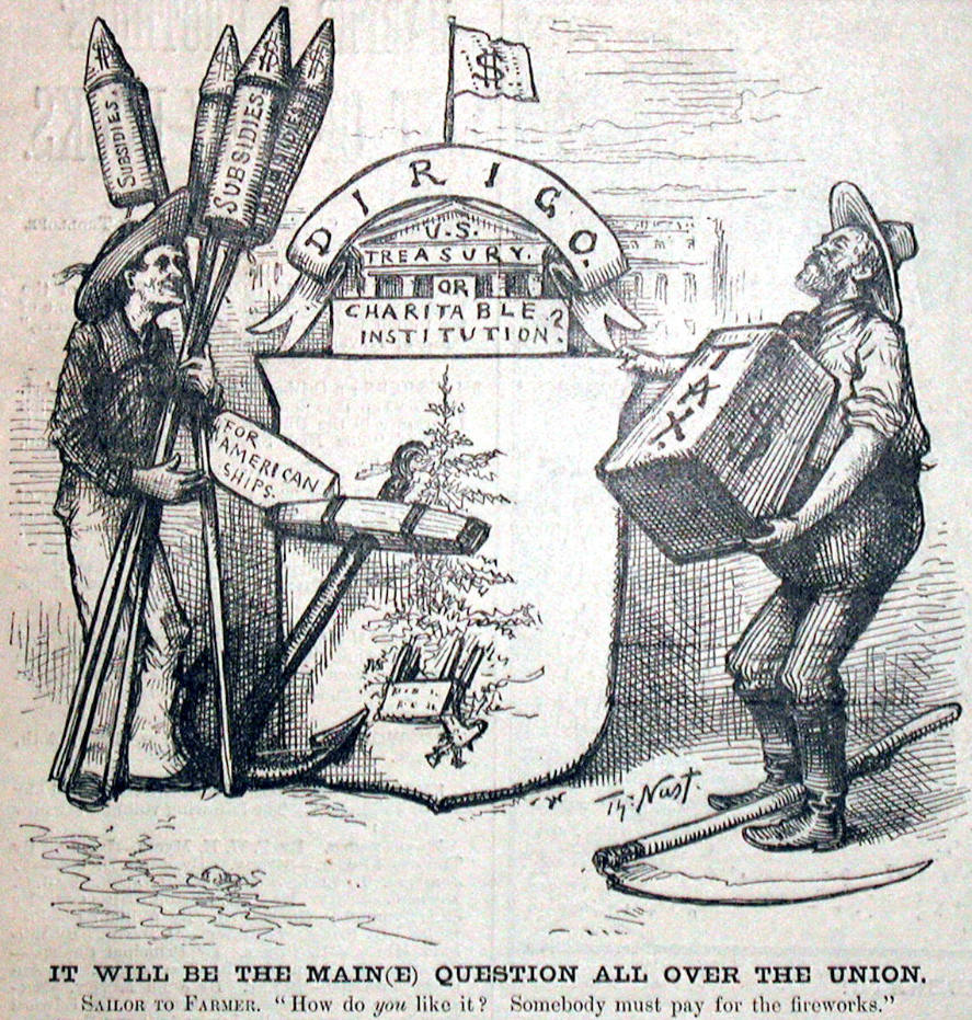 "It Will Be the Maine (E) Question" from Harper's Weekly, February 26, 1881