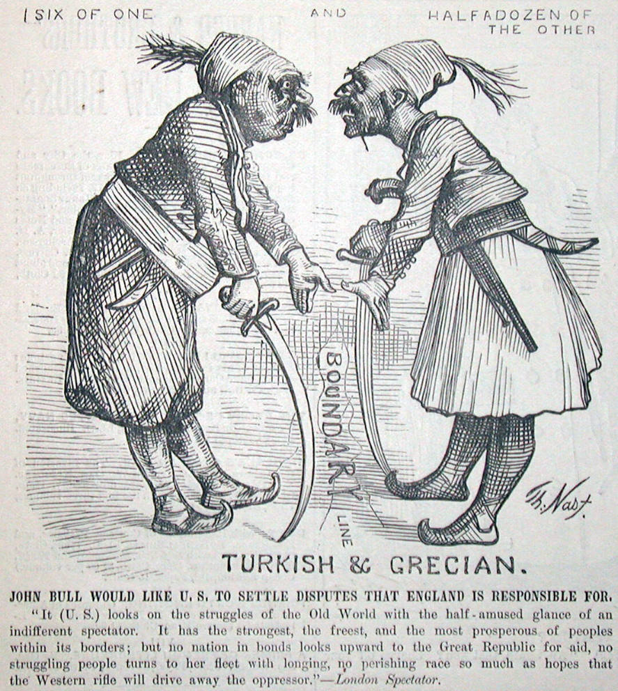 "John Bull Would Like U.S. to Settle" from Harper's Weekly, January 15, 1881