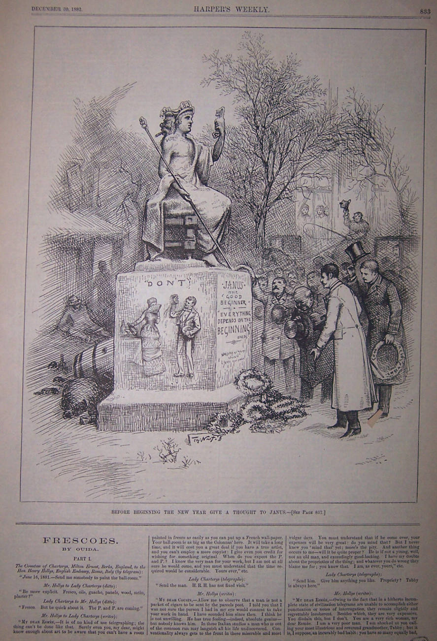 "Before Beginning The New Year" from Harper's Weekly, December 30, 1882