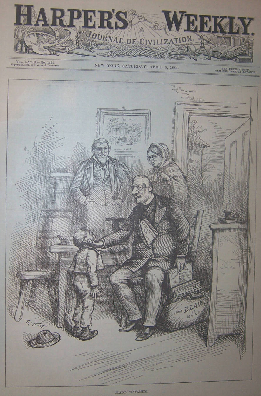 "Blaine Canvassing" from Harper's Weekly, April 5, 1884