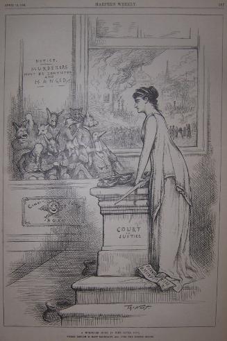 "A Murderer Hung In Time Saves..." from Harper's Weekly, April 12, 1884