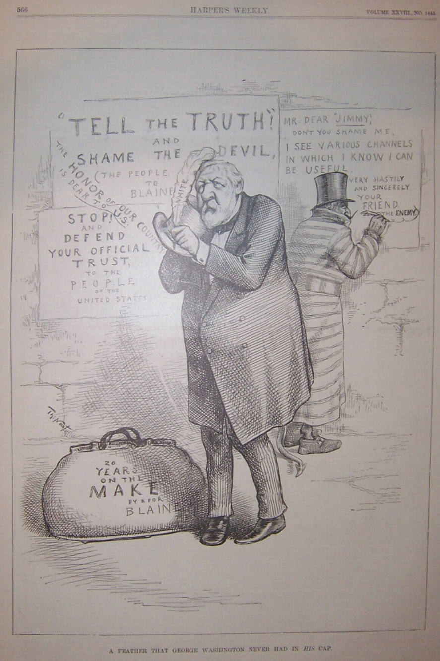 "A Feather That George Washington" from Harper's Weekly, August 30, 1884