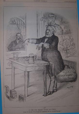 "At His Old Tricks Again" from Harper's Weekly, October 4, 1884