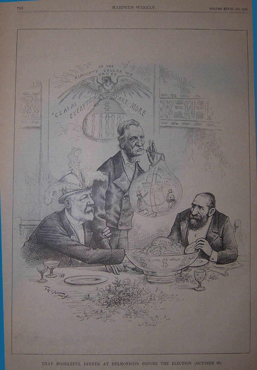 "That Boodleful Dinner At Delmonicos" from Harper' s Weekly, November 15, 1884