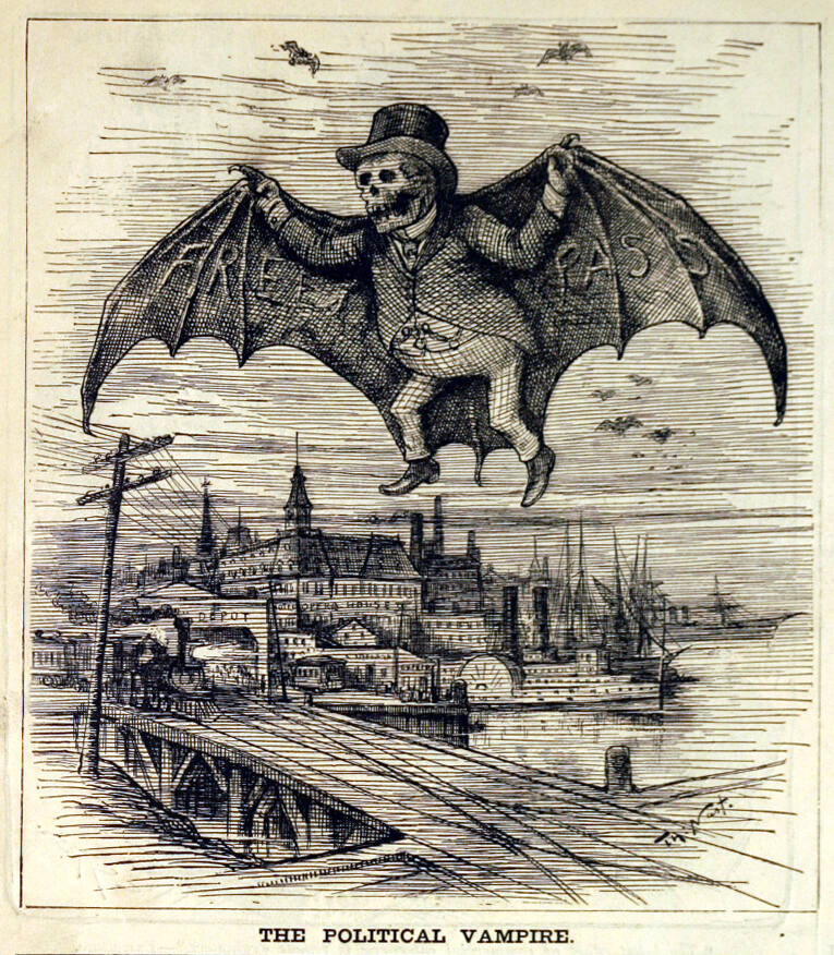 "The Political Vampire" from Harper's Weekly, April 4, 1885