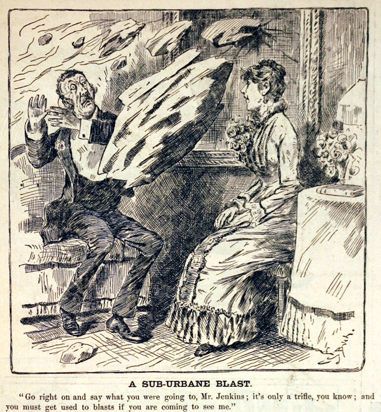 "A Sub-Urbane Blast" from Harper's Weekly, April 11, 1885