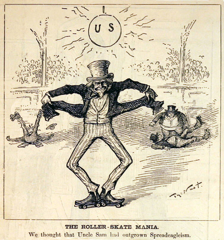 "The Roller-Skate Mania" from Harper's Weekly, April 11, 1885