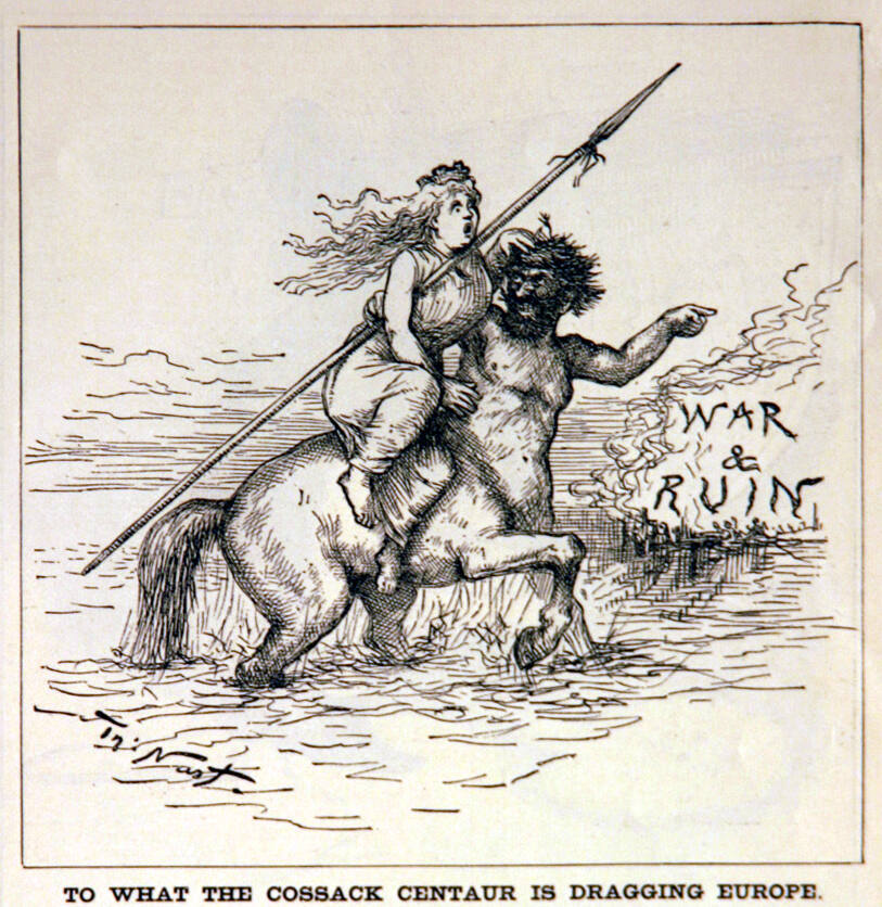 "To What The Cossack Centaur Is" from Harper's Weekly, January 8, 1887