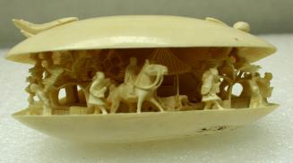 Carved ivory clam shell and stand