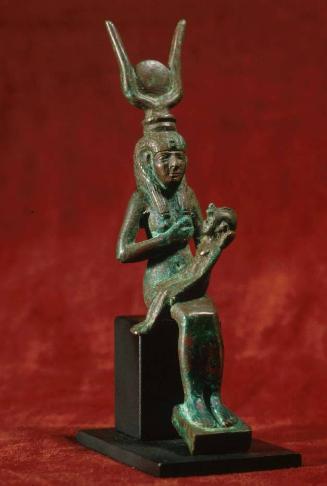 Egyptian Bronze Group of Isis Seated Nursing Horus