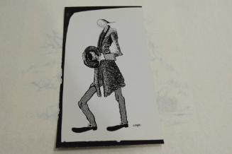 Tall colonial man with pigtail holding hat