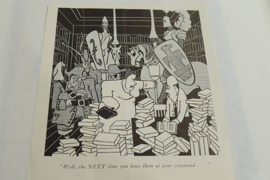 Cartoon in library