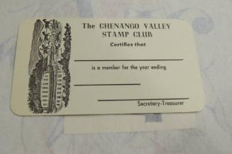 Canal Boat on membership card for Chenango Valley Stony Club