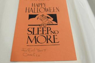 Cover of "Happy Halloween: Sleep no More" Ghoul with hood pointing